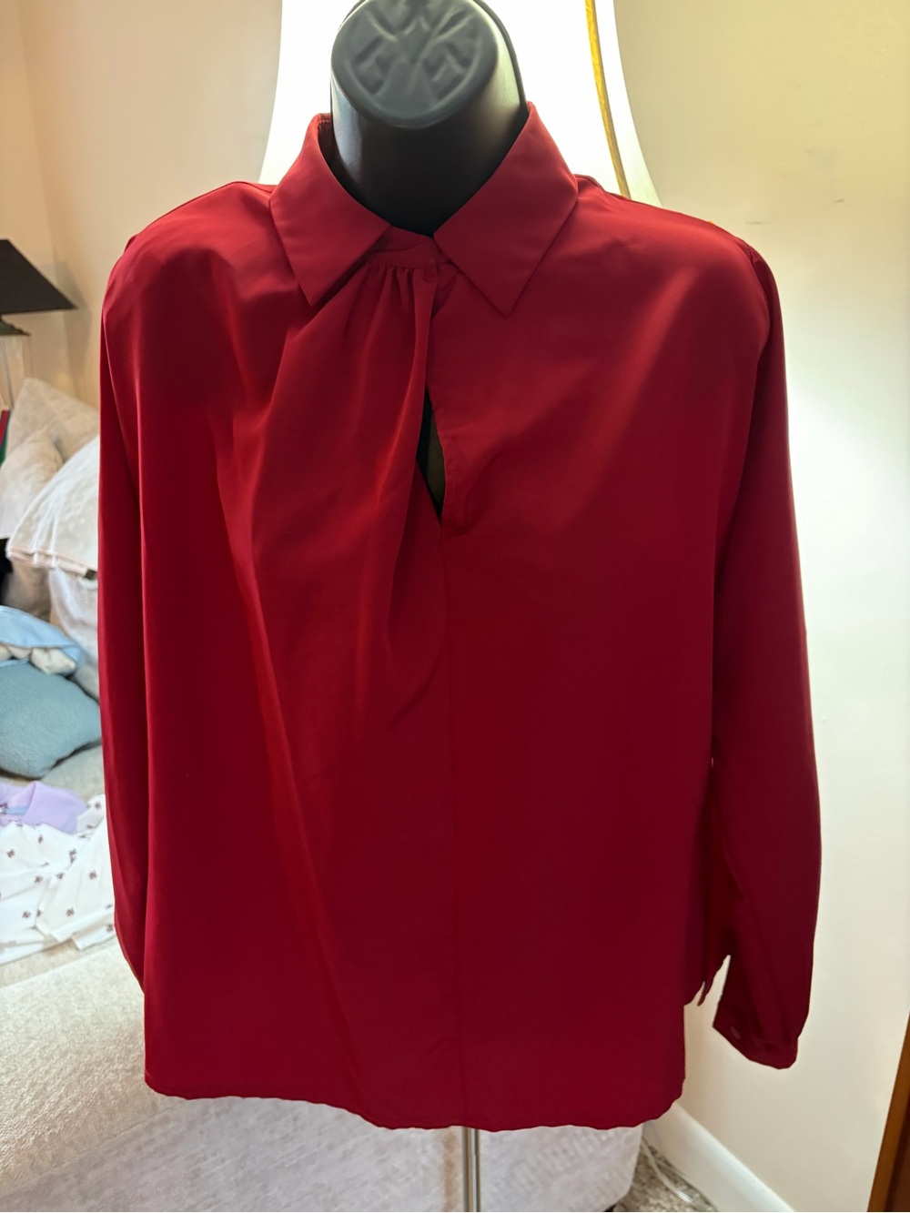 80’s Vintage Pendleton Deep Red Quilted Blouse with shoulder pads